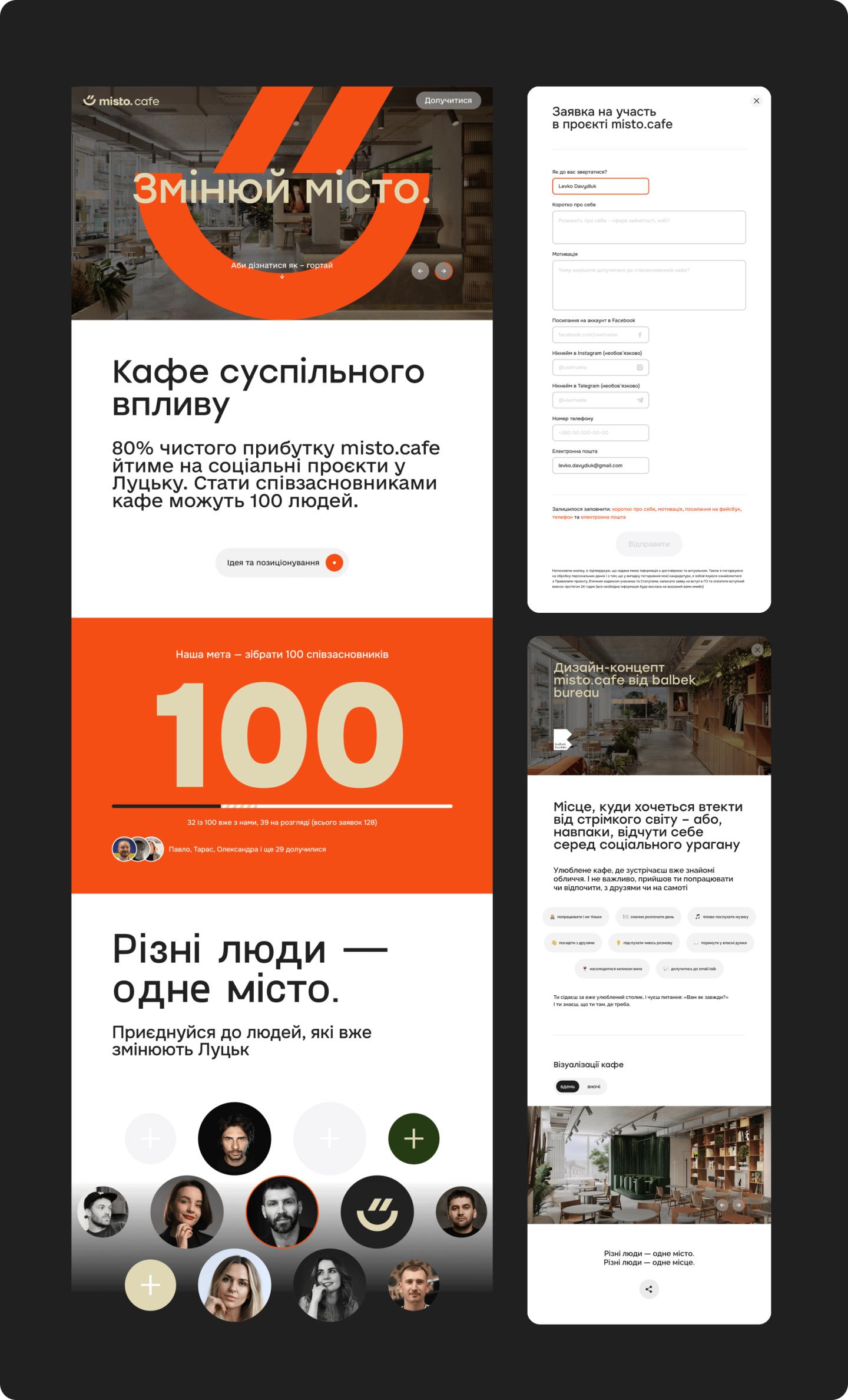 Сайт для кафе суспільного впливу